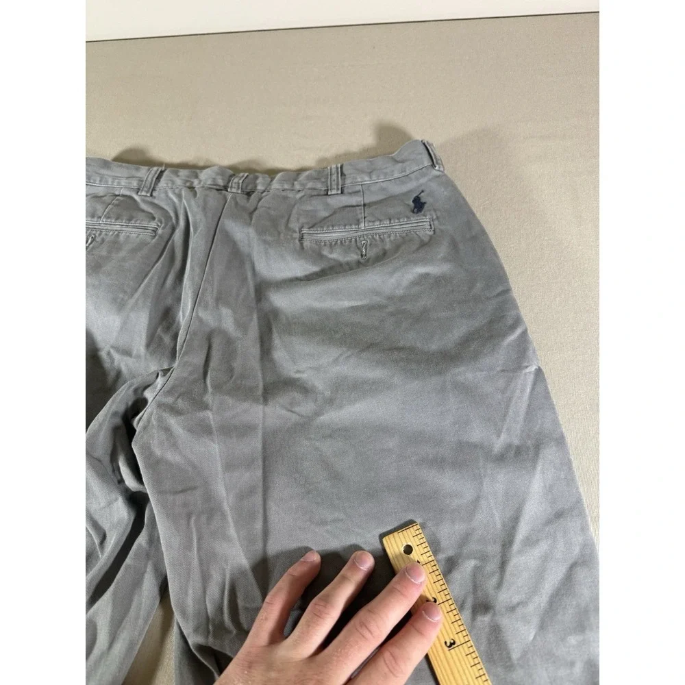 VINTAGE Polo Ralph Lauren Preston Chino Pants 34x30 Grey Cotton Trousers Pony